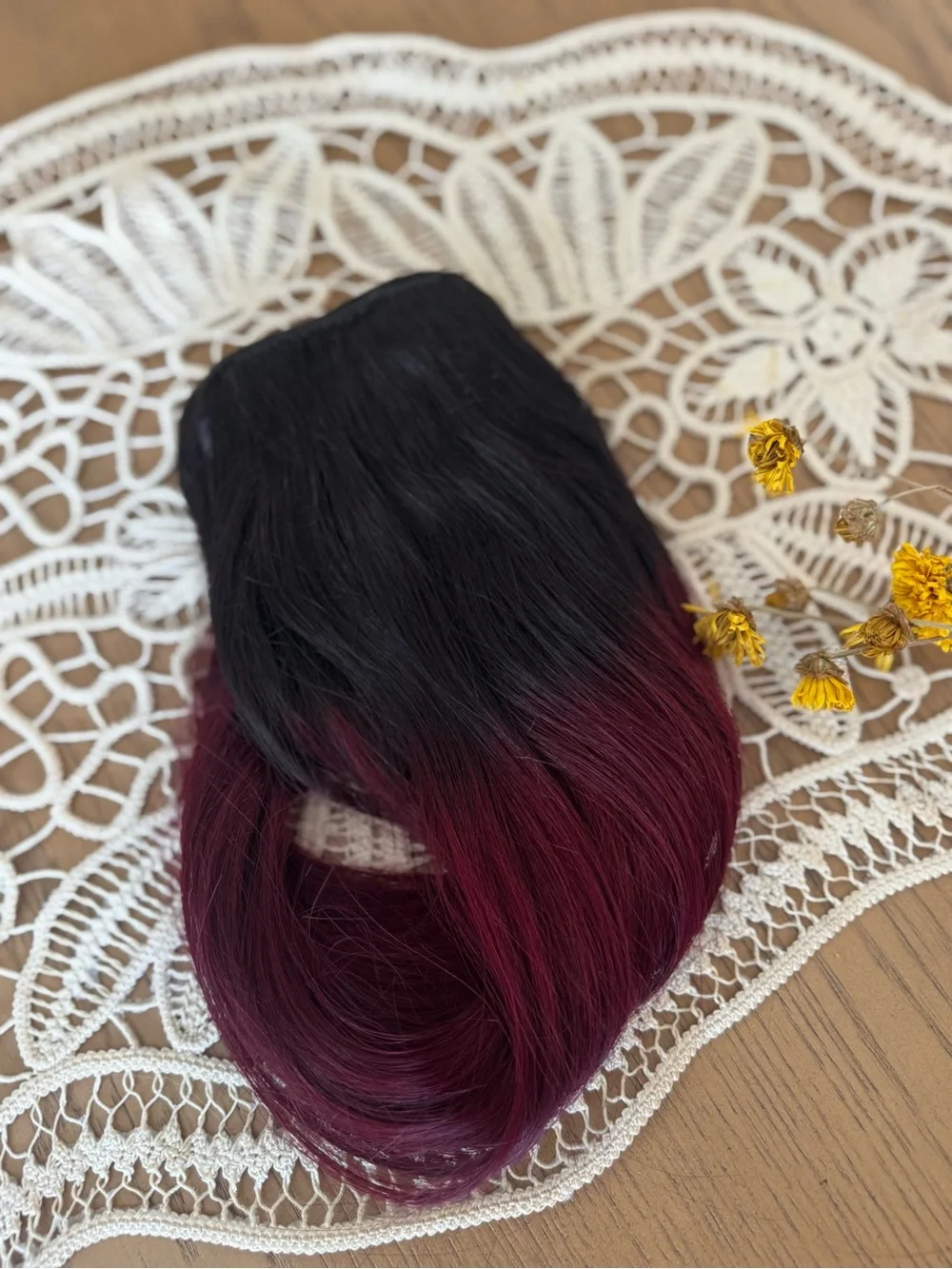 100% Human Hair Clip-In Extensions Black to Burgundy Ombre | Straight